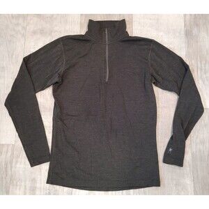 SmartWool Mens Sz M 100% Merino Wool Base Layer Top 1/4 Zip Gray Hiking Gorpcore